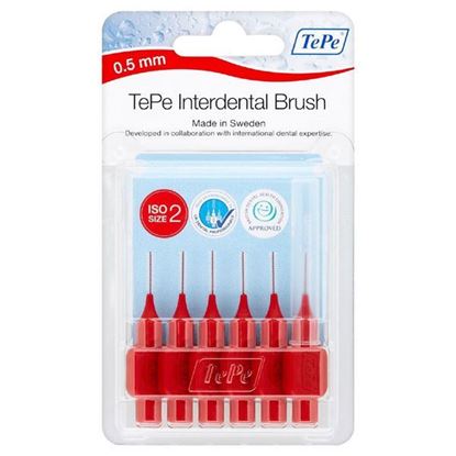 Picture of Tepe Interdental Brush Red 0.5mm (6 brushes Per Pack)