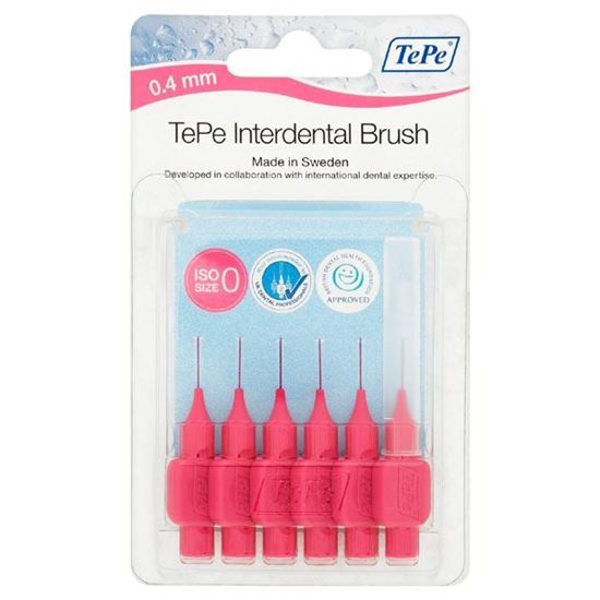 Picture of Tepe Interdental Brush Pink 0.4mm (6 brushes Per Pack)