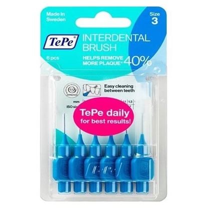 Picture of TePe Interdental Brush Blue 0.6mm (6 brushes Per Pack)