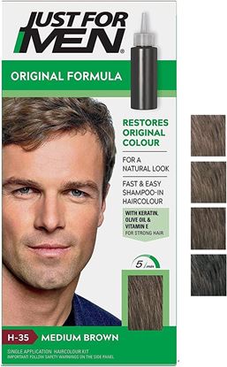 Picture of Just for men Original Formula Medium Brown Hair Dye, Restores Original Colour for a Natural Look – H35