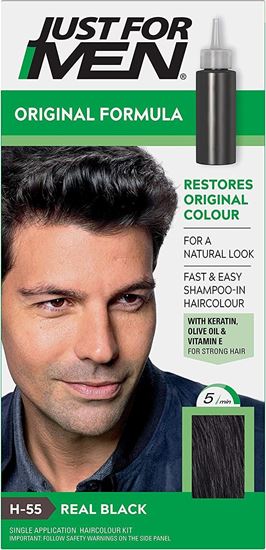 Picture of Just For Men Original Formula Real Black Hair Dye, Targets Only The Grey Hairs, Restoring The Original Colour For a Natural Look – H55
