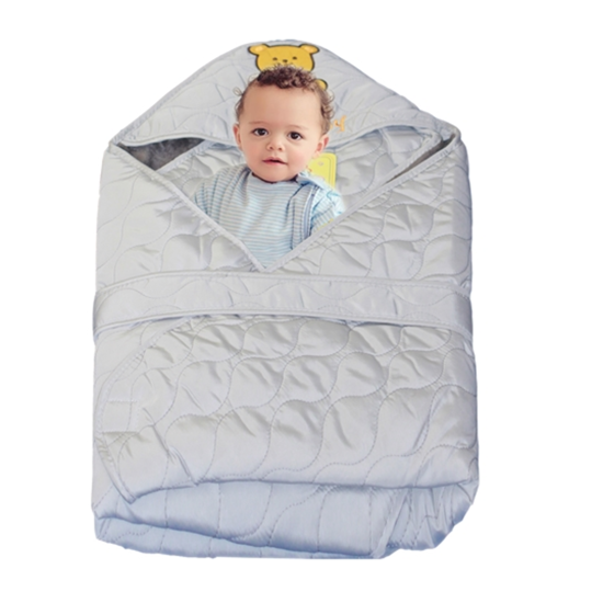 Picture of Kemket Newborn Baby Kid Super Soft Swaddle Blanket Wrap Hood Sleeping Bag - Grey