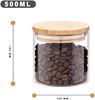 Picture of Aminno High Borosilicate Glass Sealed Storage 3 Jars Set With Bamboo Wooden Lid Kitchen Storage Container Stackable Modular Cereal Container Jar 3 Pcs Set - 1800ml, 1000ml & 500ml