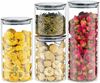 Picture of Aminno Borosilicate Glass Storage Container Jars 4 Pcs Set With Stainless Steel Airtight Lid Flour Sugar Tea Coffee Spices Candy Cookie Rice Pasta Nuts Kitchen Food Canister 1000ml+750ml+500ml+300ml