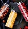 Picture of Aminno Borosilicate Glass Storage Container Jars 4 Pcs Set With Stainless Steel Airtight Lid Flour Sugar Tea Coffee Spices Candy Cookie Rice Pasta Nuts Kitchen Food Canister 1000ml+750ml+500ml+300ml