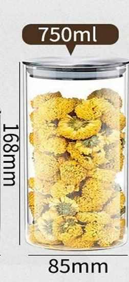 Picture of Aminno High Borosilicate Glass Sealed 750ml Storage Jar With Stainless Steel Lid Modular Stackable Container Kitchen Cooking Food Grains Dried Fruit Cereal Jar