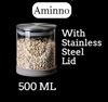 Picture of Aminno High Borosilicate Glass Sealed 500ml Storage Jar With Stainless Steel Lid Storage Container Cooking Dining Modular Kitchen