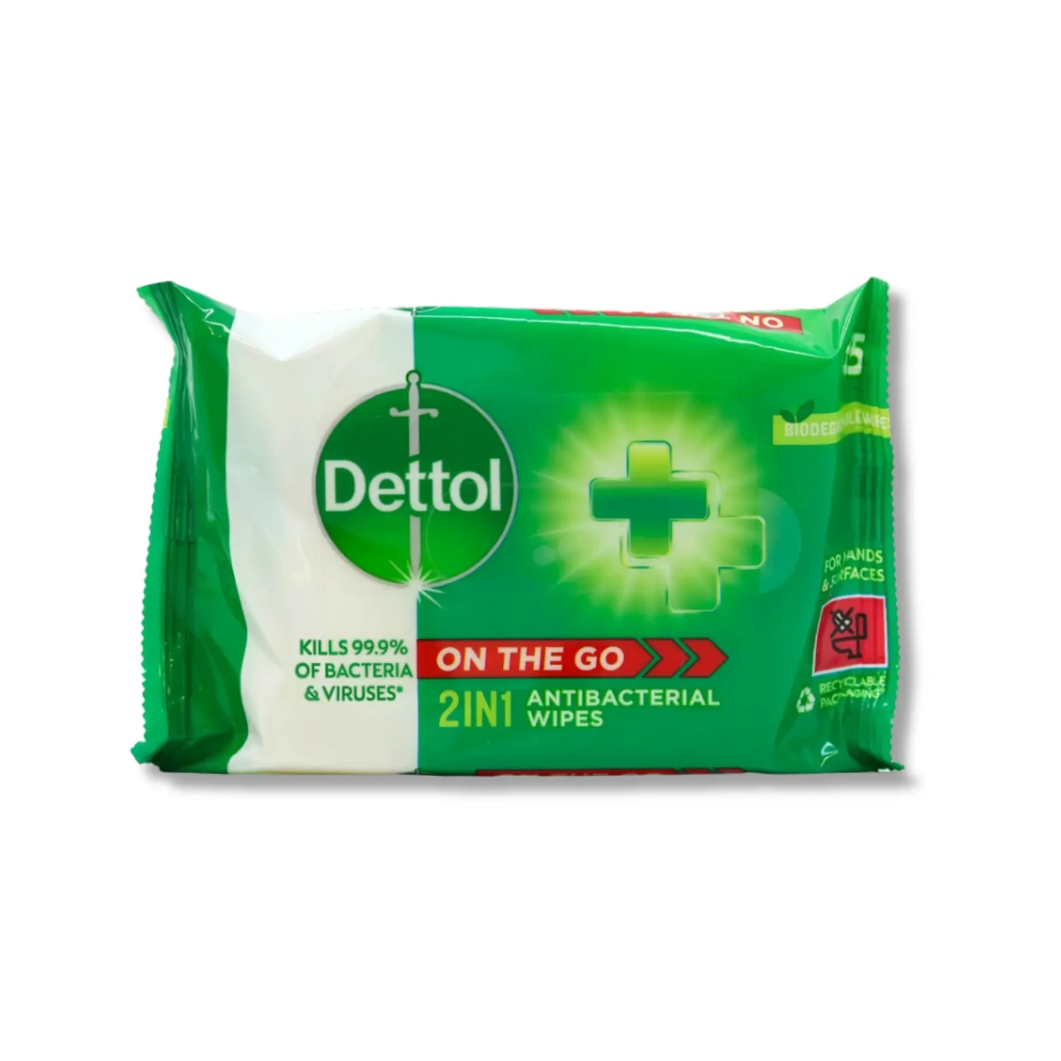 Dettol 2 in 1 Anti-Bacterial For Hands & Surfaces 15 Wipes