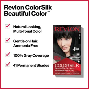 Revlon Colorsilk Permanent Hair Colour - 10/1N Black - Image 3