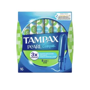 Tampax Compak Pearl Tampons, Super with Applicator - 16 Tampons