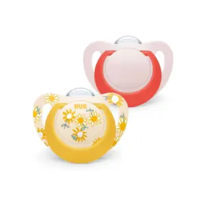 NUK Star Soother, 6-18 months, Pack of 2, Pink/Multi