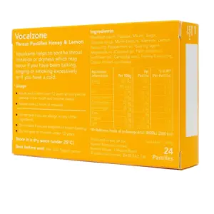 Vocalzone Throat Honey & Lemon 24 Pastilles - Image 4