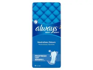 Always Maxi Night Profresh Sanitary Towels without Wings 9 Count