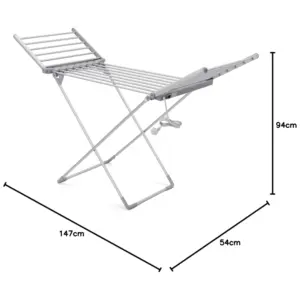 Kemket Electric Heated Clothes Dryer Foldable & Adjustable Wet Laundry Airer for Indoor (Silver) - Image 8