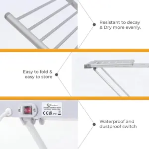 Kemket Electric Heated Clothes Dryer Foldable & Adjustable Wet Laundry Airer for Indoor (Silver) - Image 4