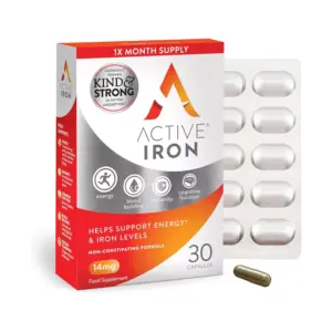 Active Iron Ferrous Sulfate 14mg 30 Capsules