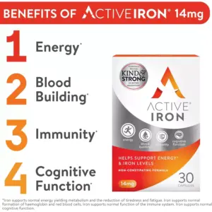 Active Iron Ferrous Sulfate 14mg 30 Capsules - Image 4