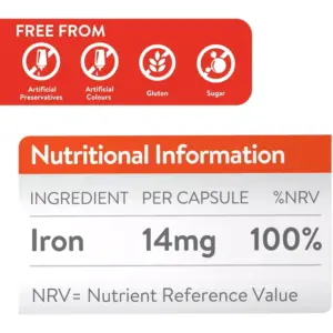 Active Iron Ferrous Sulfate 14mg 30 Capsules - Image 3