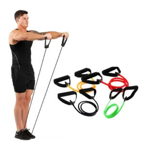 Kemket Rubber Resistance Band Tube Cord Fitness Home Gym Exercise Training with Handles - Image 4
