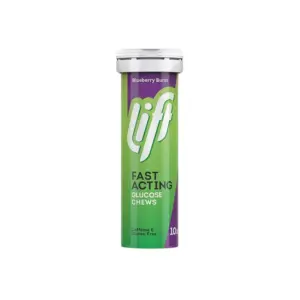 Lift Glucose Chewable Blueberry 10 Tablets