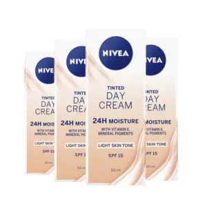 4x Nivea Moisturising Day Cream Natural SPF15 50ml