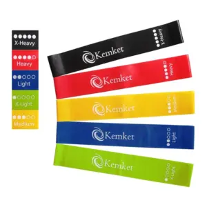 Kemket Exercise Resistance Bands Set of 5 Ideal for Chest, Arm, Leg Exercises & Yoga