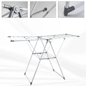 kemket 21-Rail Foldable Clothes Drying Rack with Adjustable Wings, Suitable for Indoor & Outdoor Use - Image 2