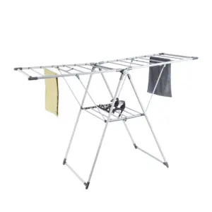kemket 21-Rail Foldable Clothes Drying Rack with Adjustable Wings, Suitable for Indoor & Outdoor Use