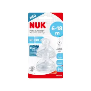 NUK First Choice+ Teats for Baby Bottles 6-18 Months (Pack of 2)