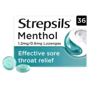 Strepsils Menthol Sore Throat Relief, 36 Throat Lozenges