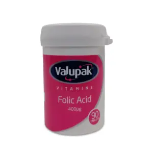 Valupak Folic Acid Tablets 400mcg Pack of 90