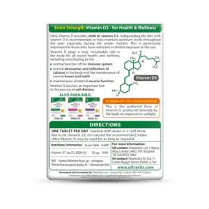 Vitabiotics Ultra Vitamin D, 2000IU 96 Tablets - Image 2