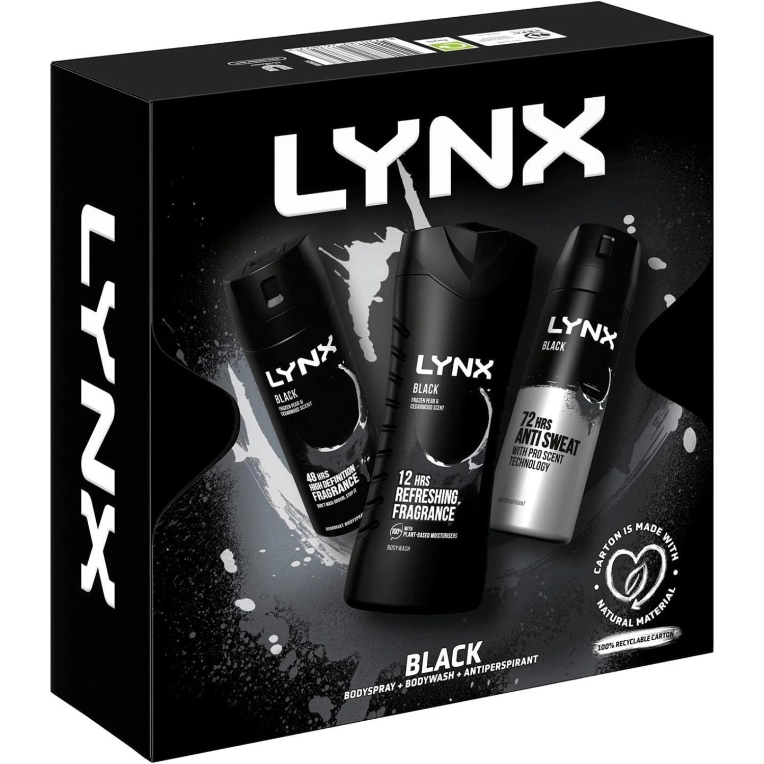 Lynx black trio gift set body wash, body spray & anti perspirant (1)