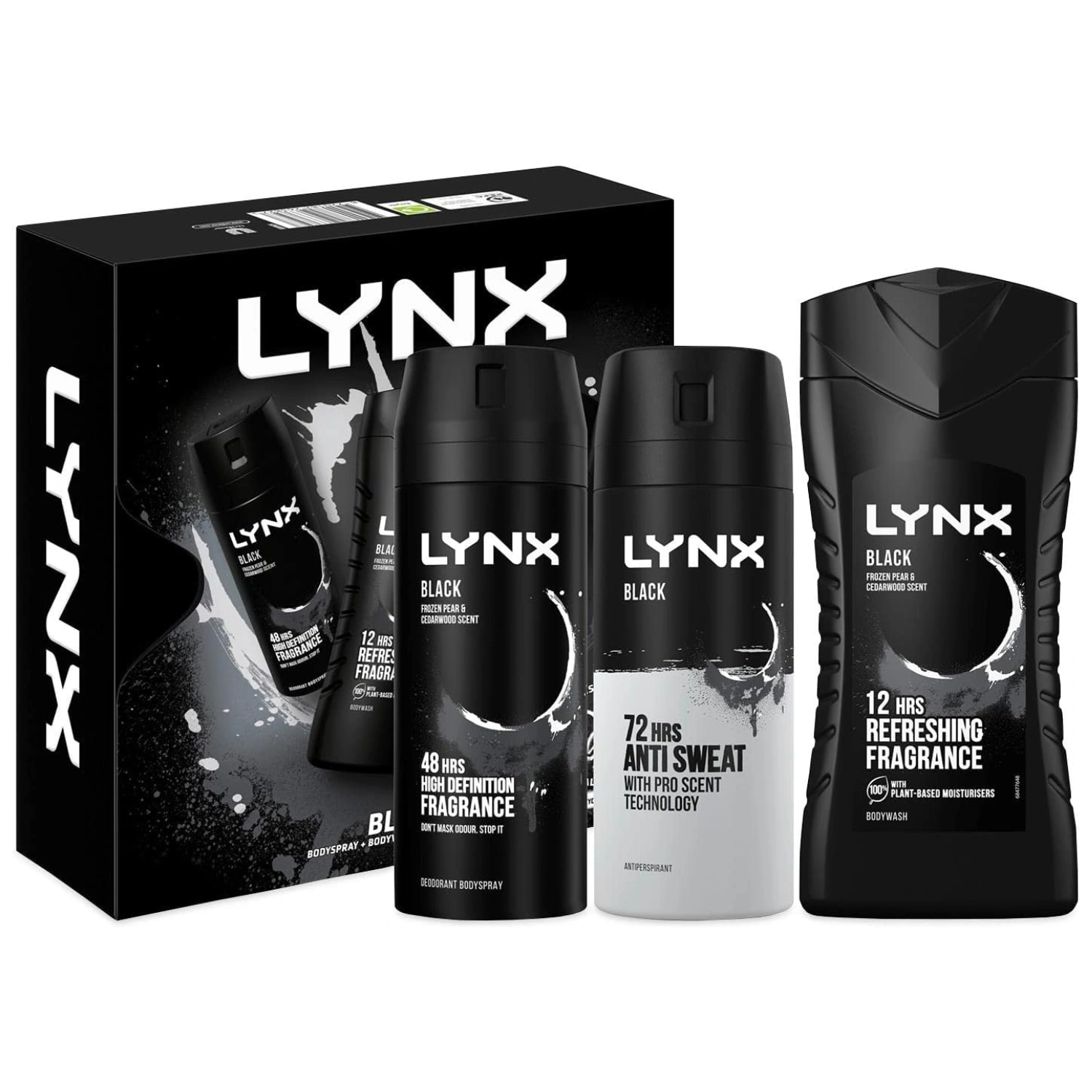 Lynx black trio gift set body wash, body spray & anti perspirant (5)