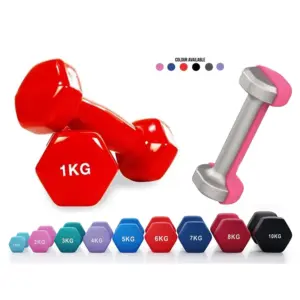 Kemket vinyl coated angle dumbbell set 0.5kg to 6kg (pink, red, purple, blue) (8)