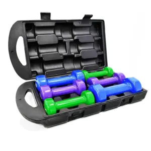Vinyl fitbell kit in a case 10 kg dumbbell weights set (1)